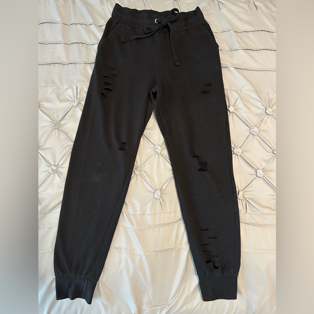 Adult Black Distressed Joggers
